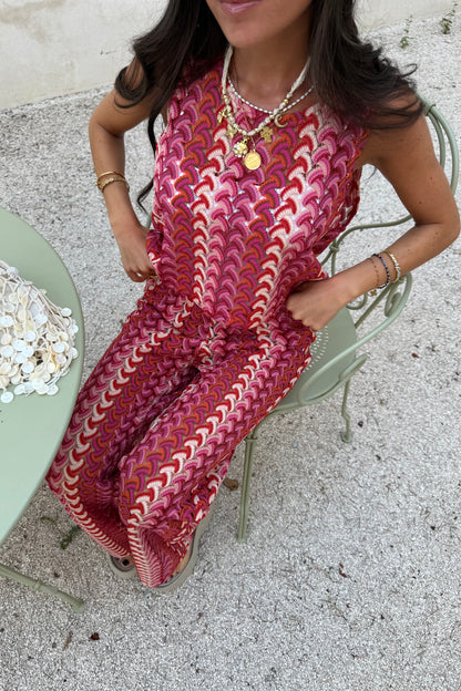 Crochet Set in Vibrant Shades of Orange and Pink