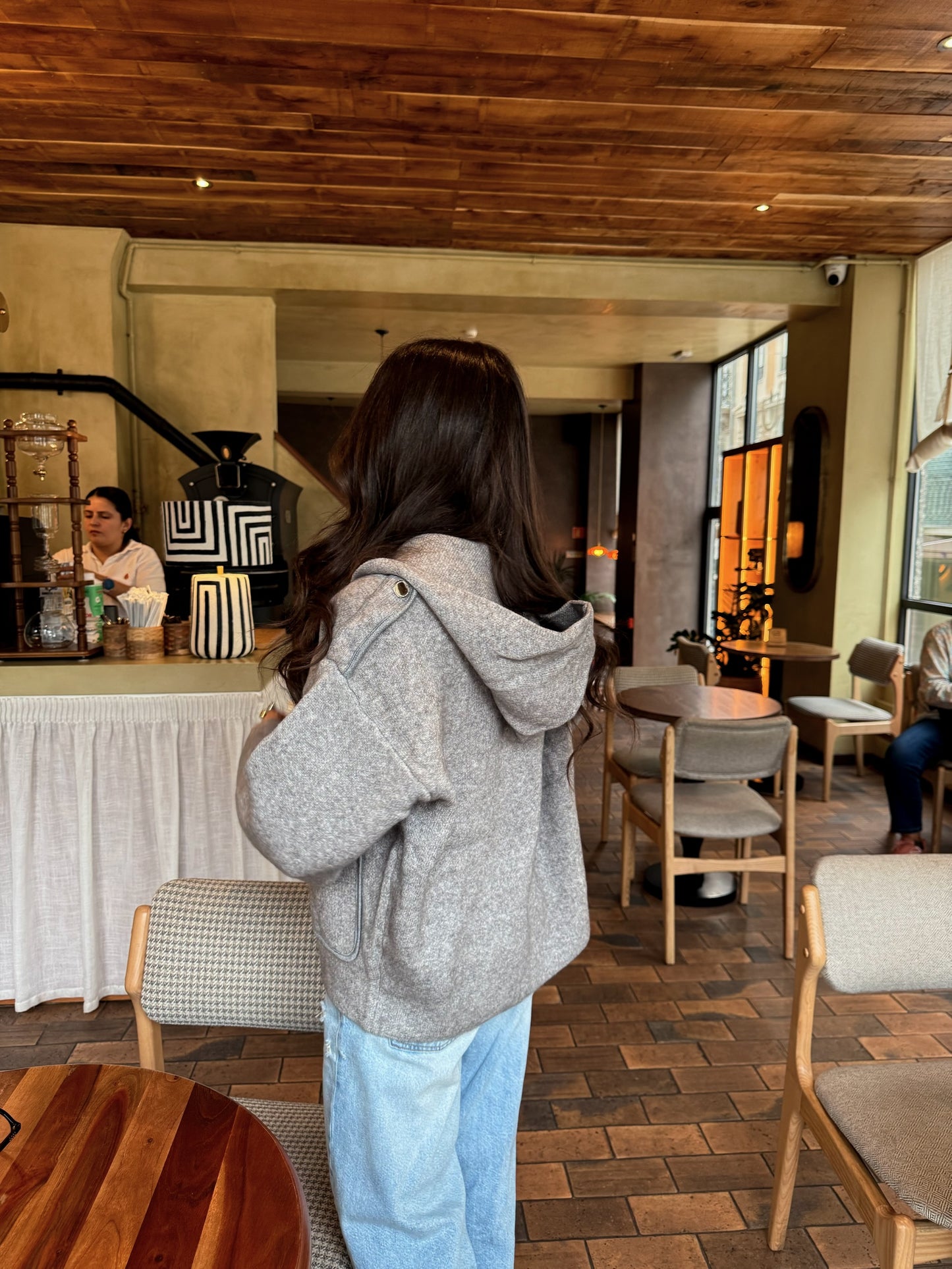 Wool & Cashmere Hooded Jacket in Grey