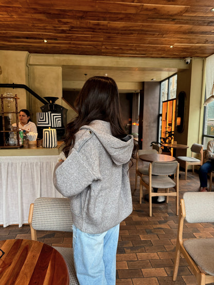 Wool & Cashmere Hooded Jacket in Grey