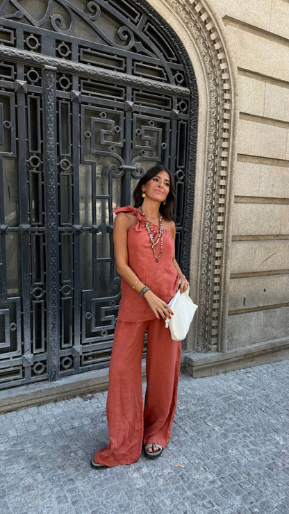 Terracotta Linen Two-Piece Set