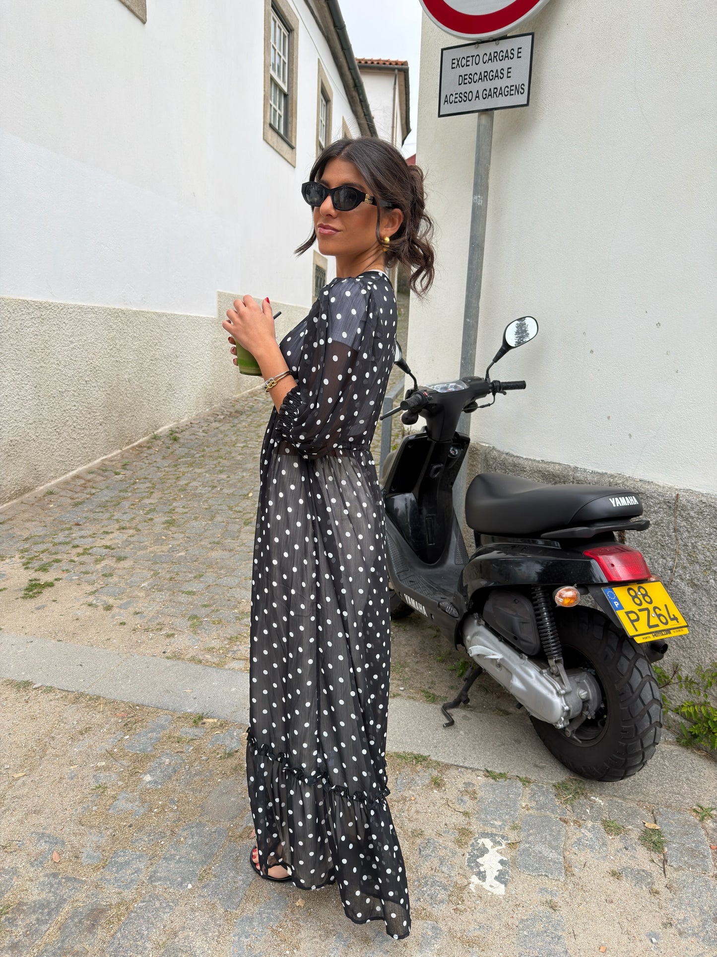 Polka Dot Sheer Maxi Kimono