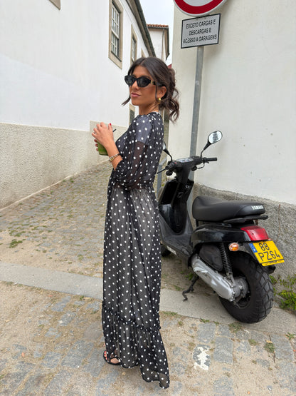 Polka Dot Sheer Maxi Kimono