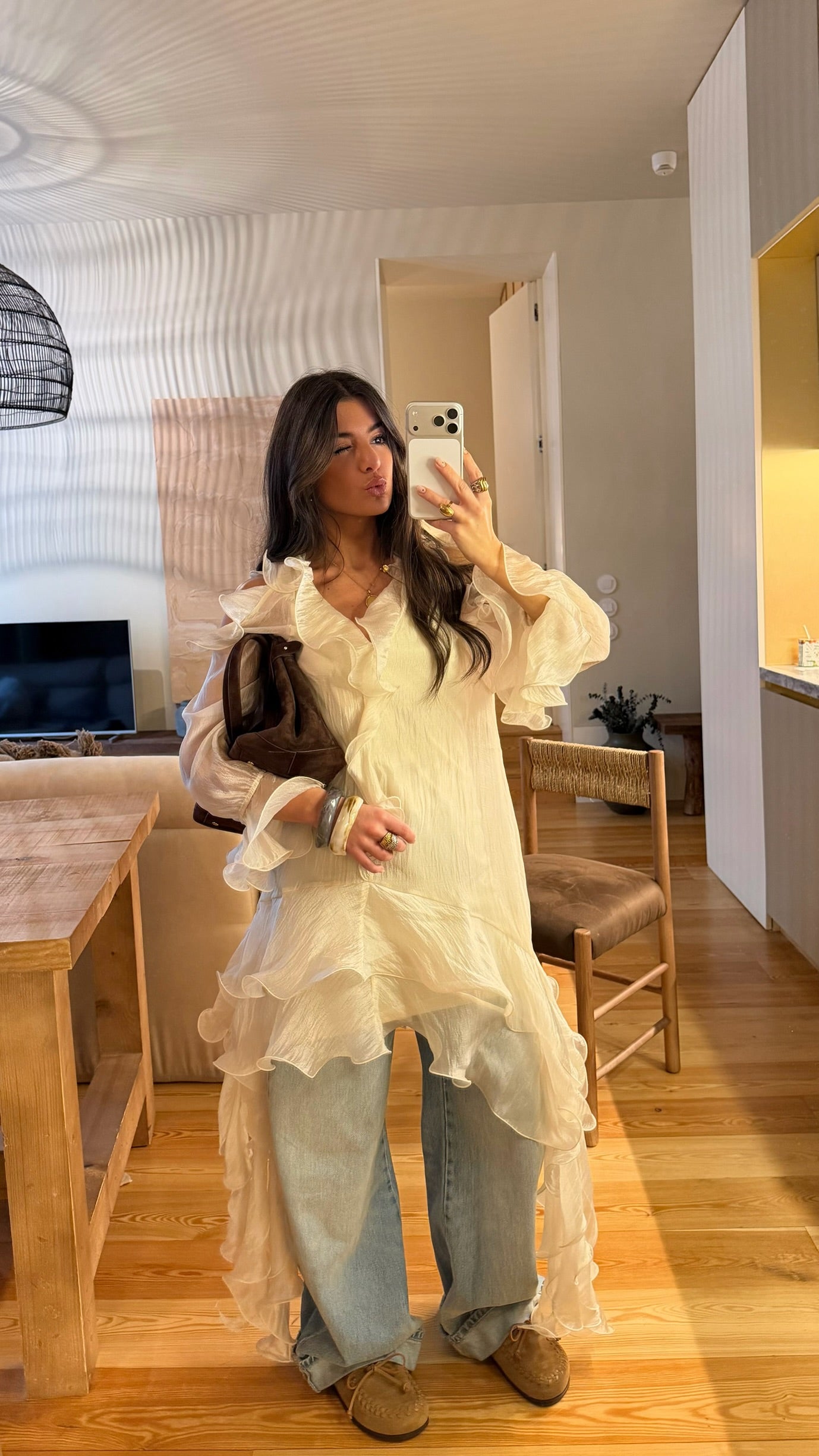 Romantic Sheer Ruffle Dress