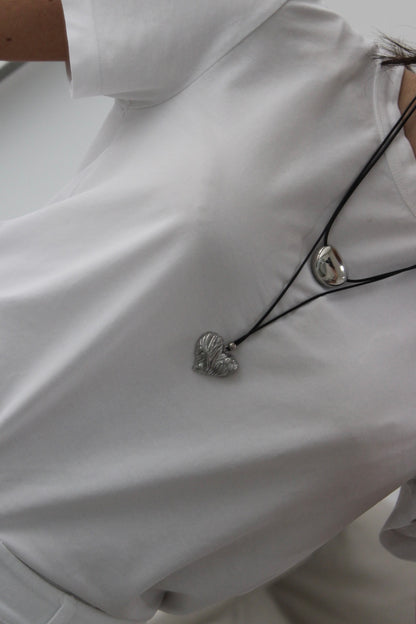 Black String Necklaces with Stainless Steel Pendant