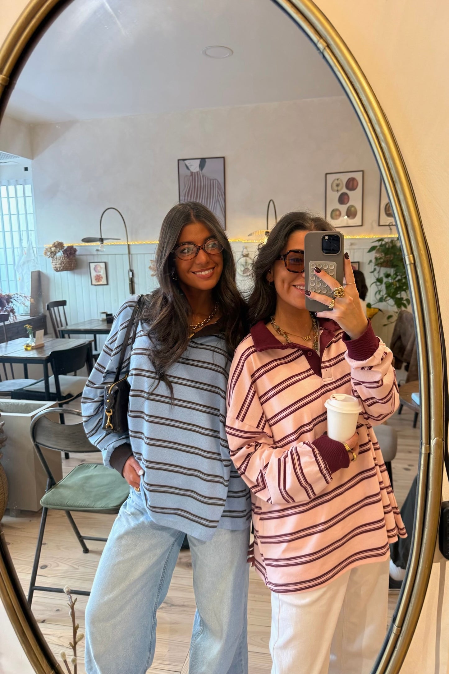 Sky Blue & Chocolate Striped Polo Sweater