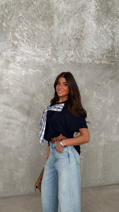 Cool Girl Bow T-Shirt – Navy