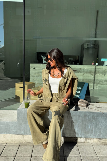 Star Studded Tracksuit in Khaki