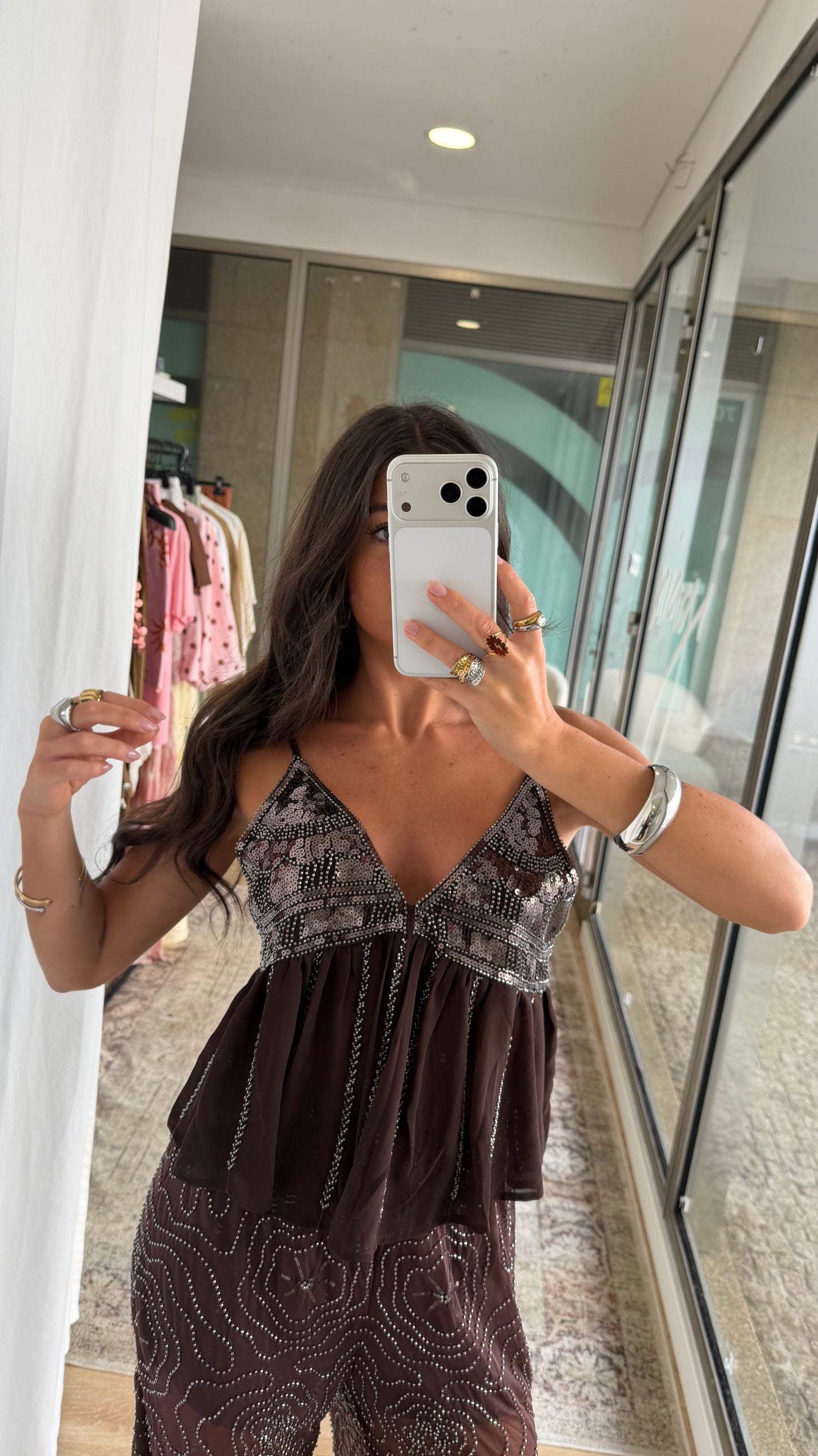 Dark Chocolate Sequin Top