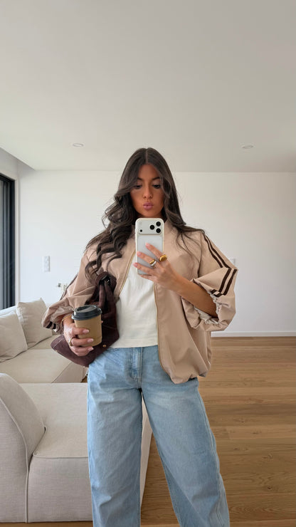 Beige Trench Bomber Jacket