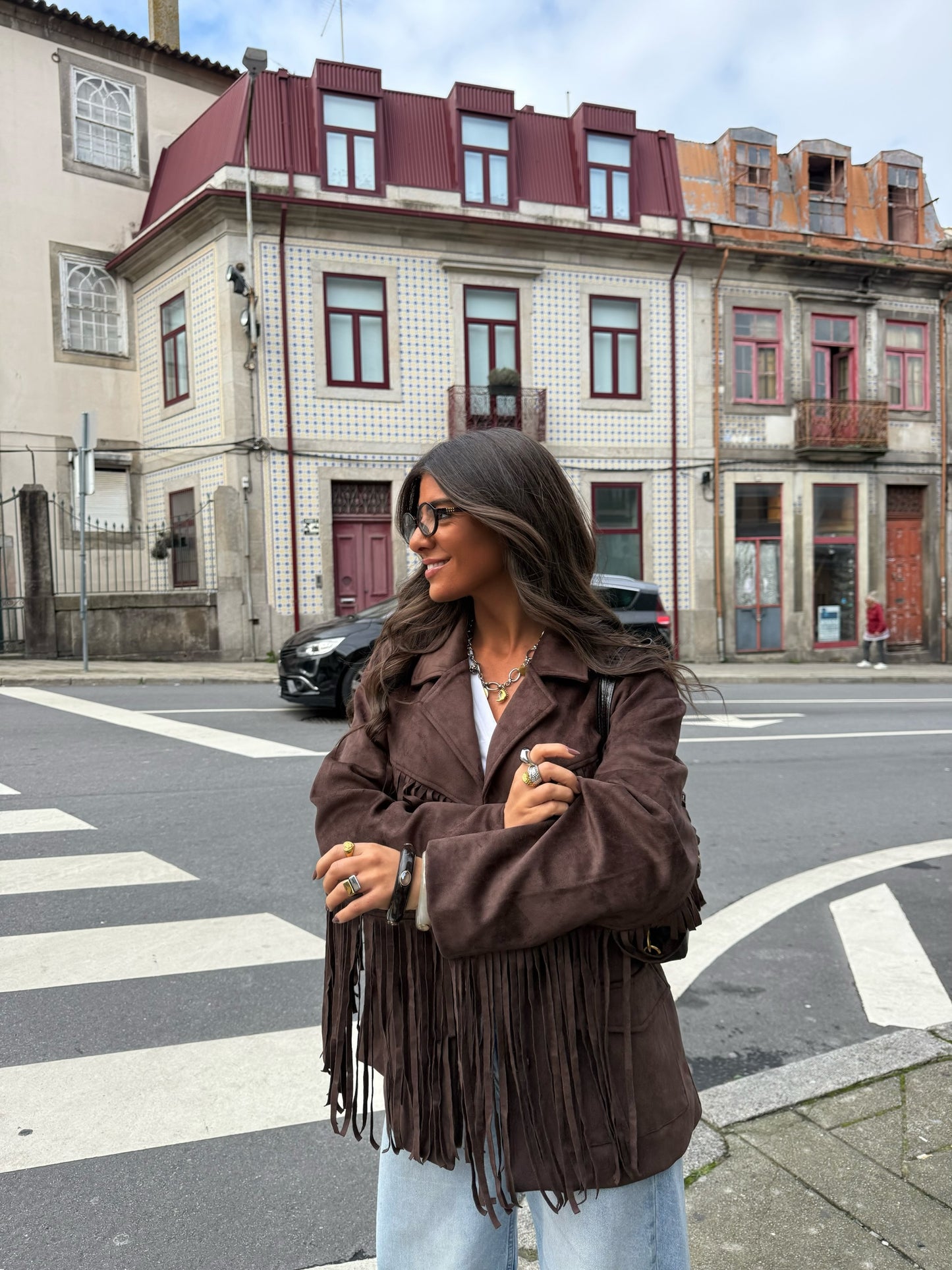 Western-Inspired Suede Fringe Blazer