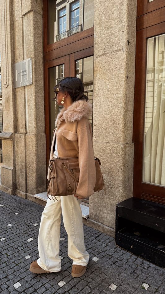 Wool & Cashmere Blend Jacket in Camel