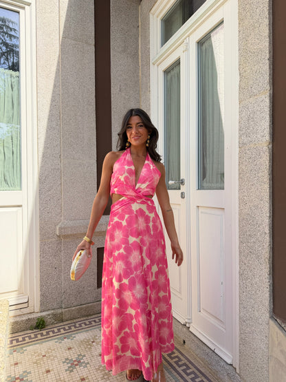 Pink Bloom Cut-Out Dress