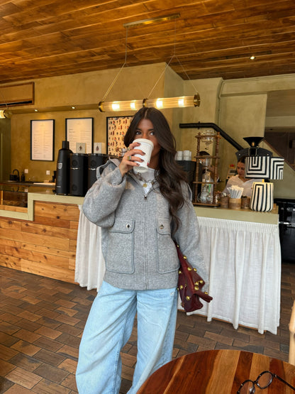 Wool & Cashmere Hooded Jacket in Grey