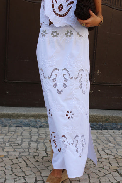 Embroidered Top & Maxi Skirt Set