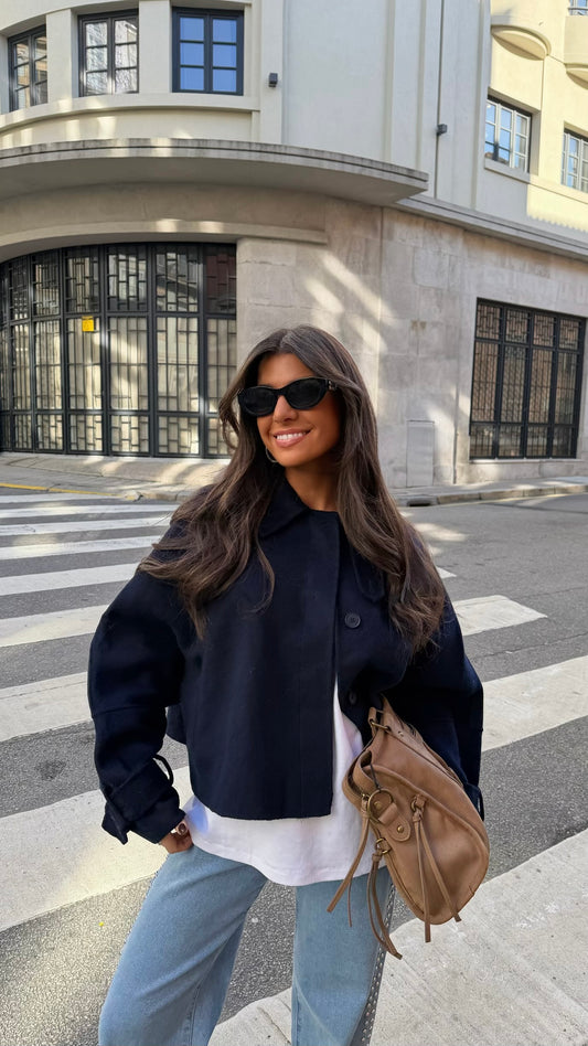 100% Wool Jacket in Navy Blue