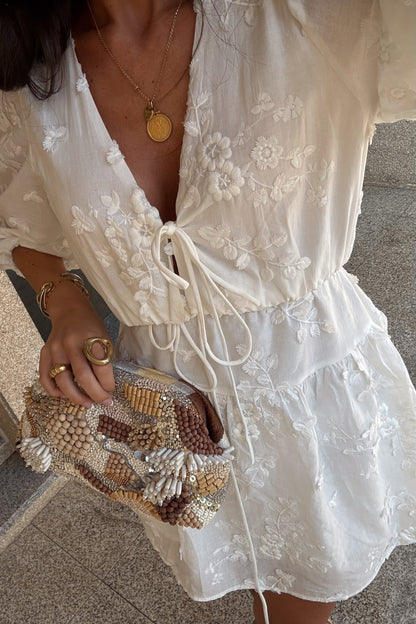 White Dress with Embroidered Details