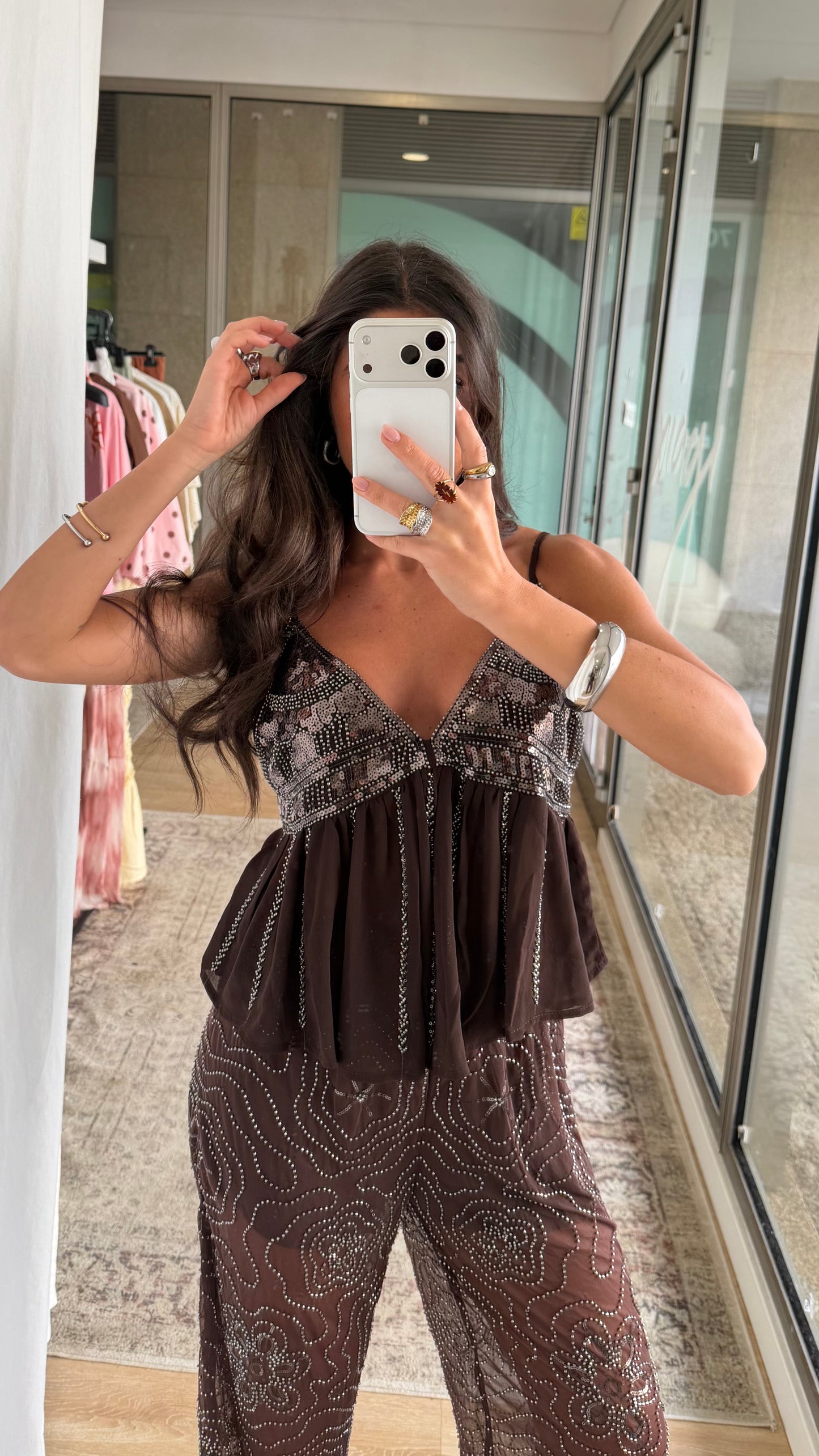 Dark Chocolate Sequin Top