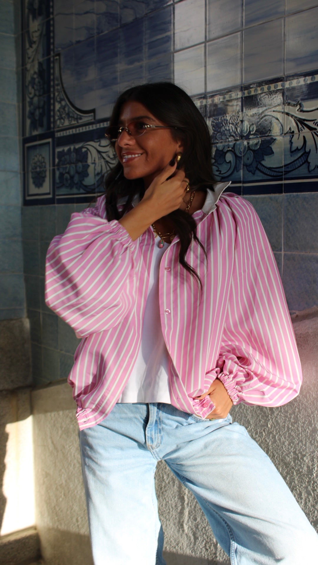 Pink & White Striped Shirt