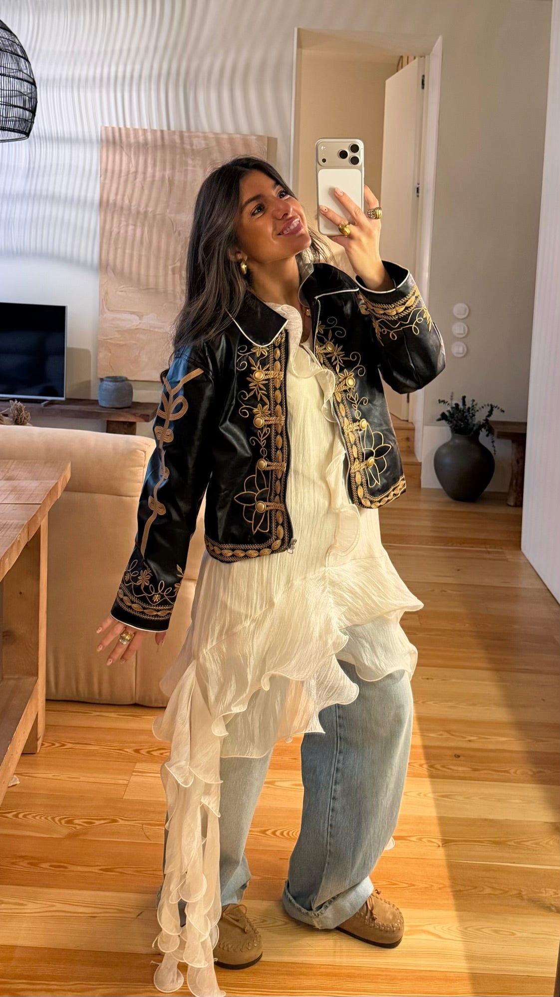 Black Faux Leather Napoleonic Jacket