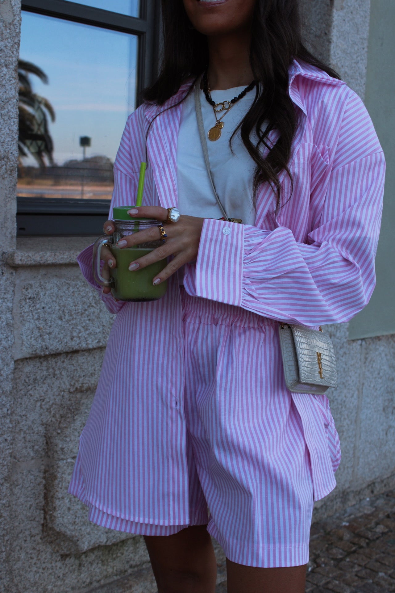 Striped Shirt and Shorts Co-Ord Set