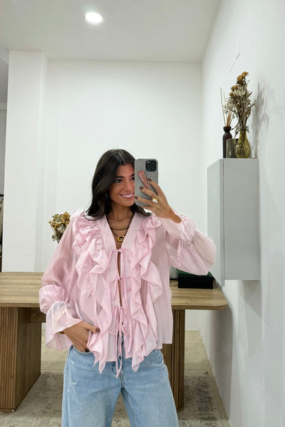 Ruffled Blouse in Pink