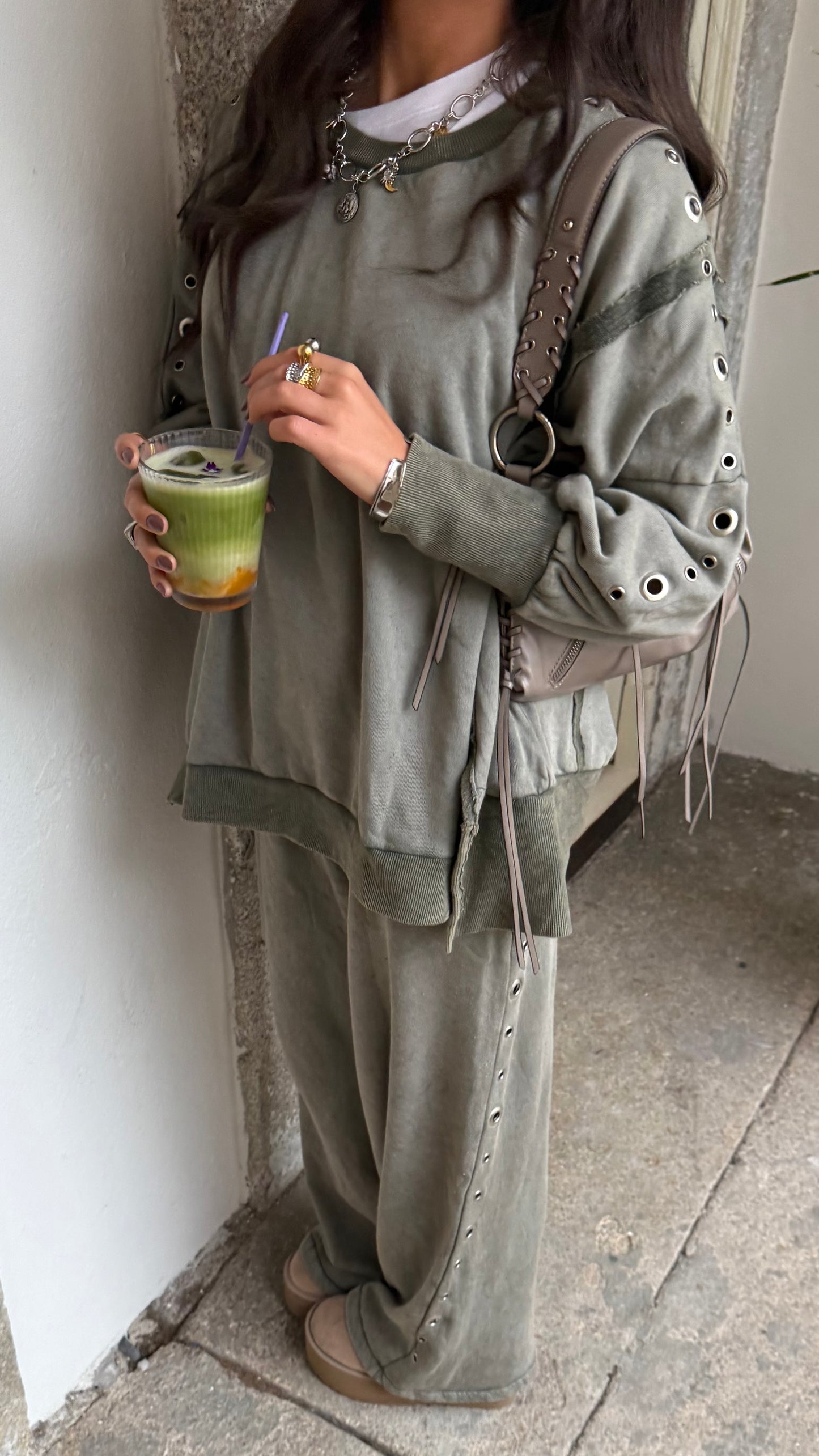 Comfy Khaki Eyelet Co-ord