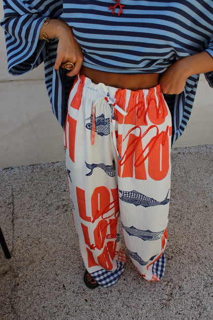 Sardine Print Flowy Pants