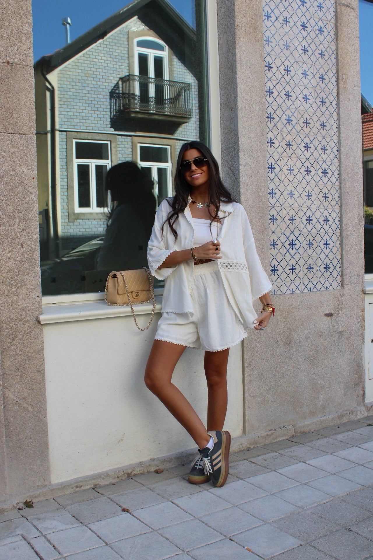 Shorts and Shirt Set with Crochet Details