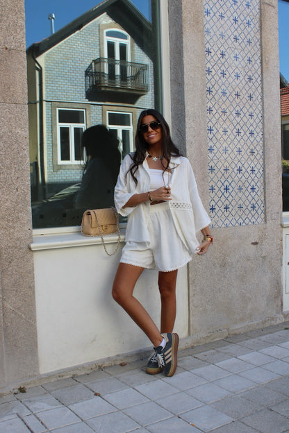 Shorts and Shirt Set with Crochet Details