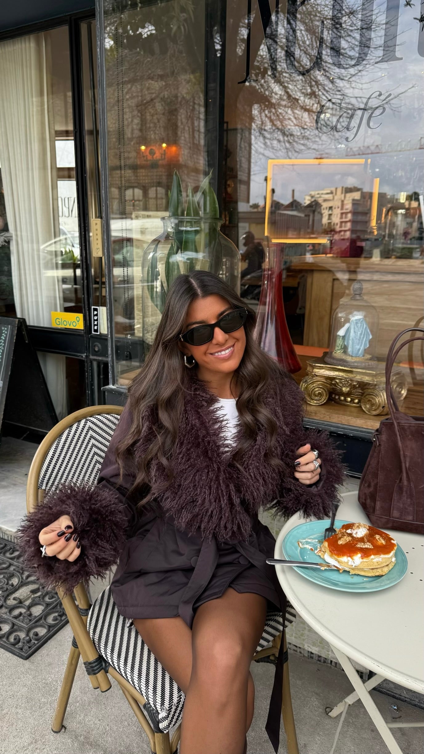 Fur Detail Belted Coat