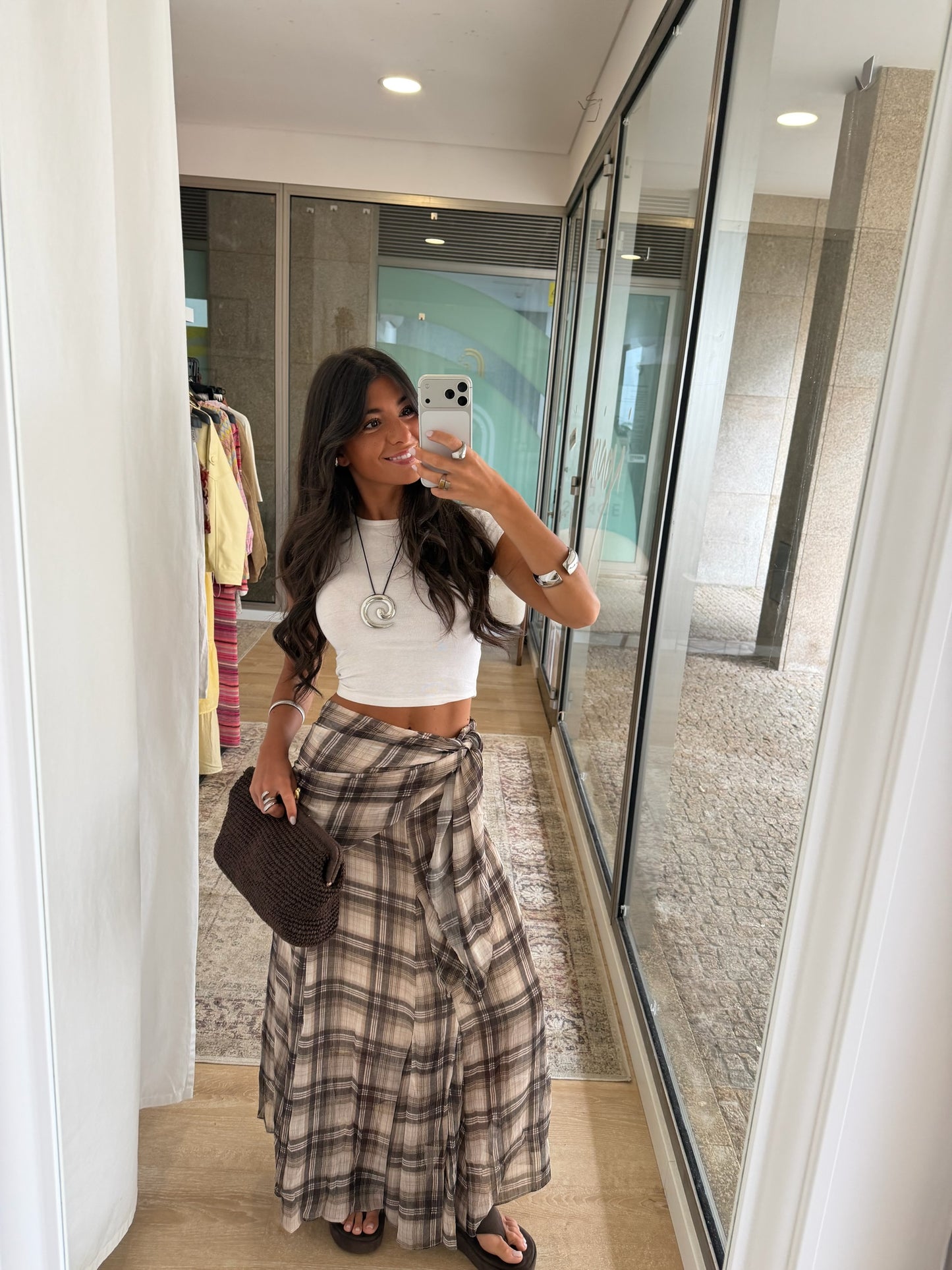 Mocha Plaid Skirt