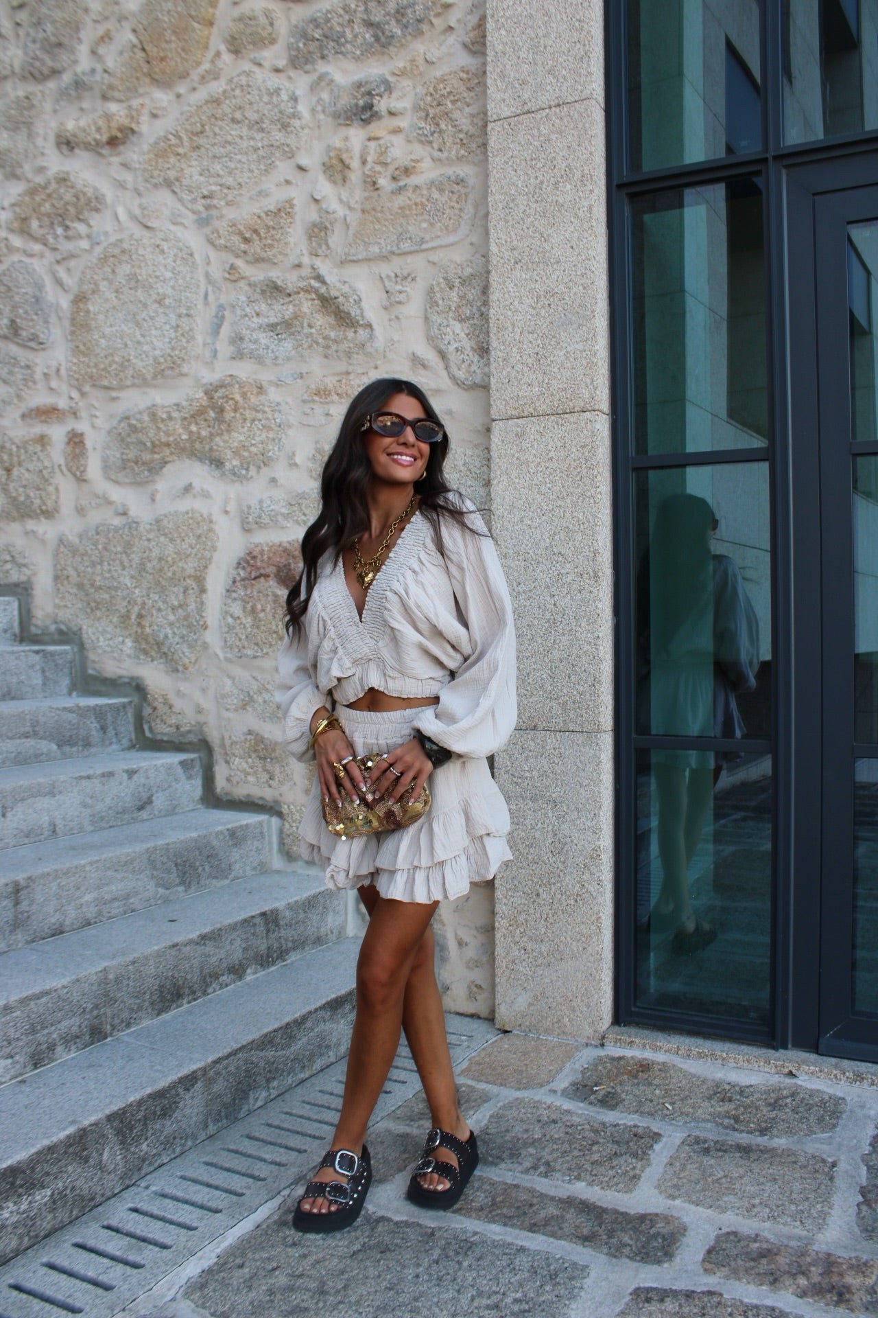 Neutral Sand Co-ord: Shorts and Crop Top
