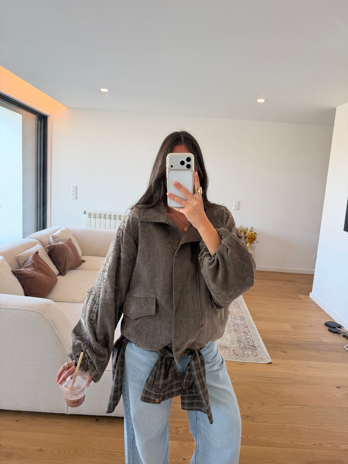 Velvet Bomber Jacket with Lace Details