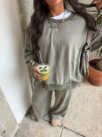 Comfy Khaki Eyelet Co-ord