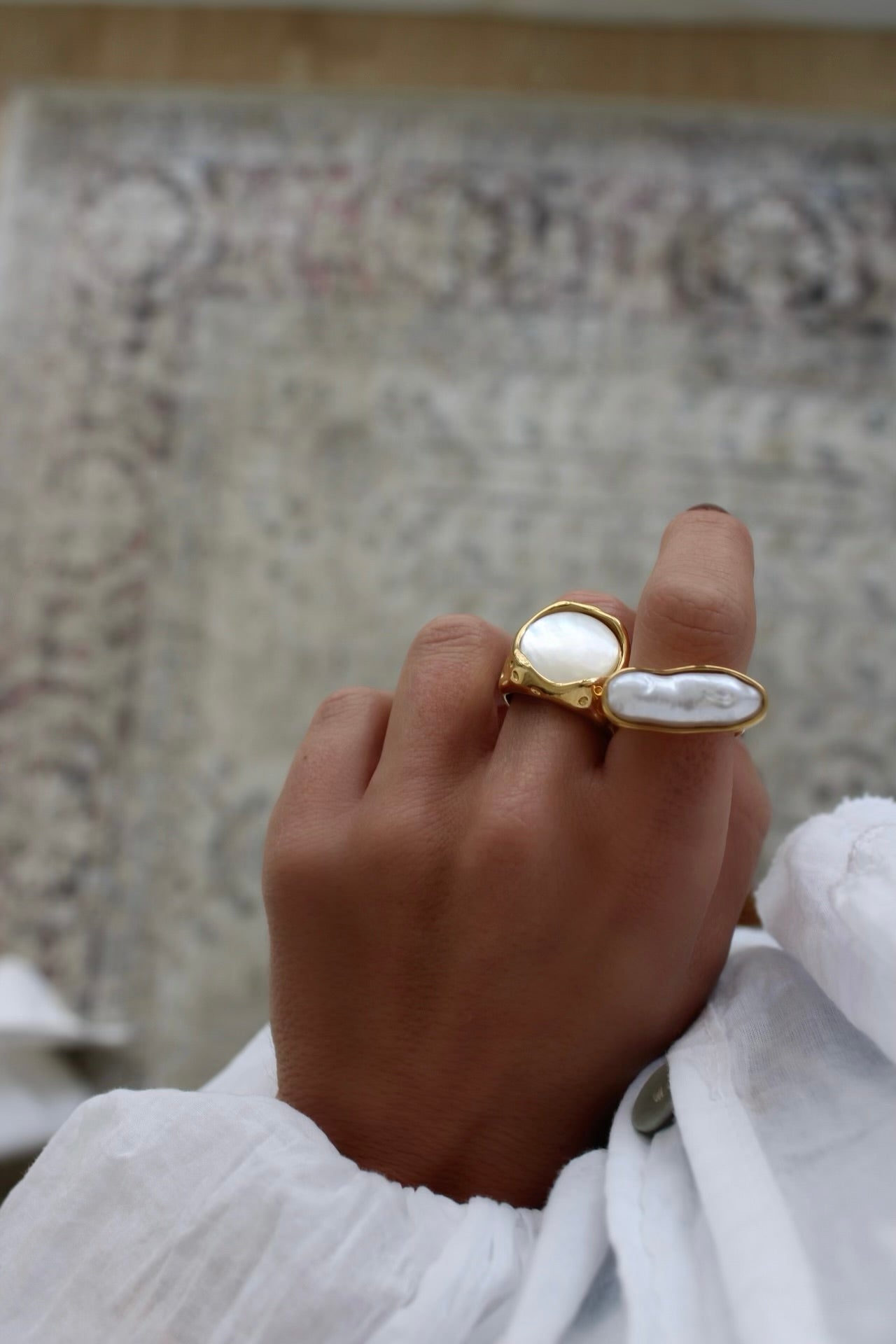 Pearl Ring in Stainless Steel