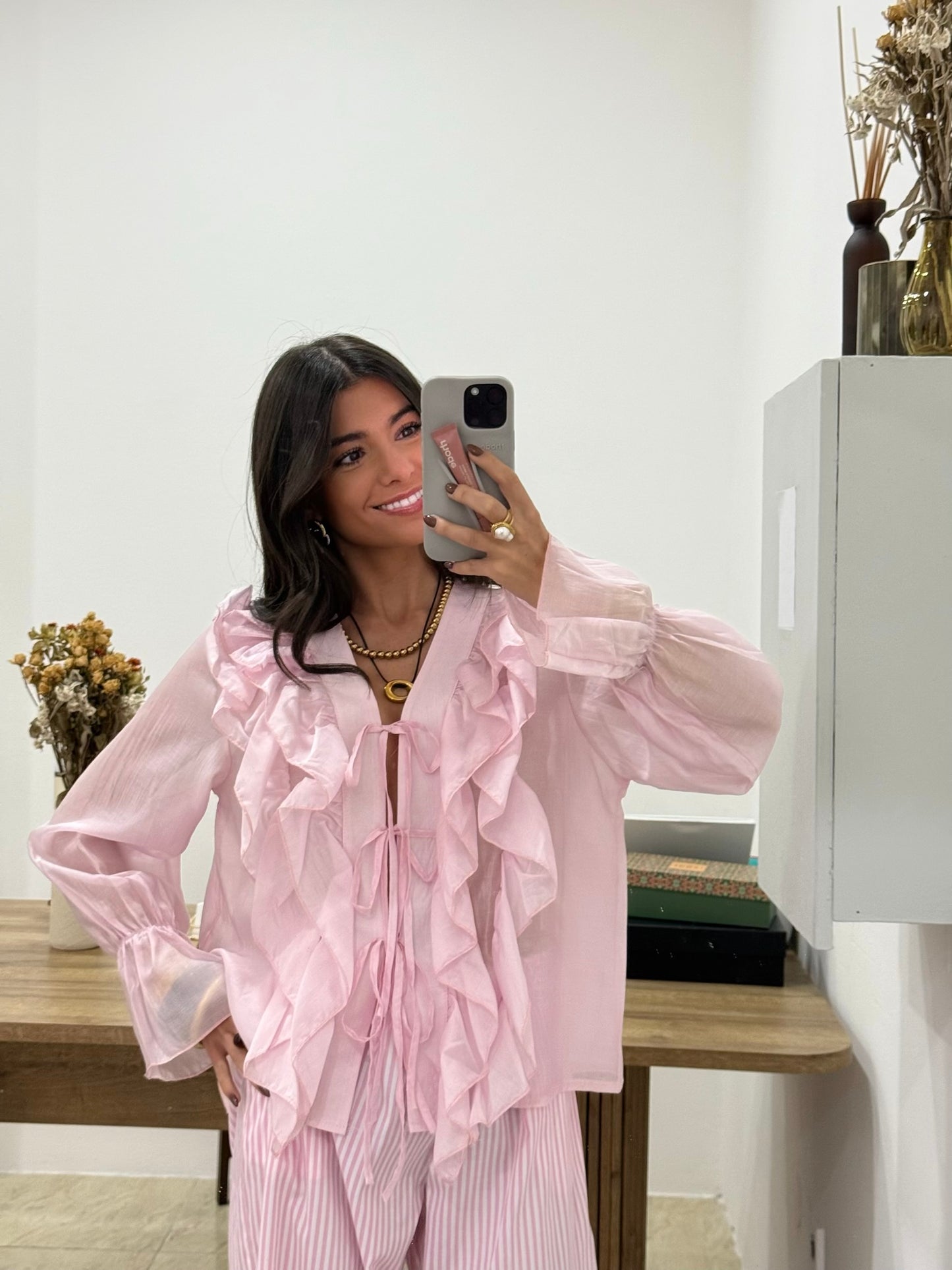 Ruffled Blouse in Pink
