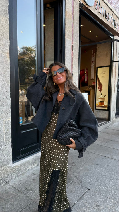 Olive Polka Dot Slip Dress