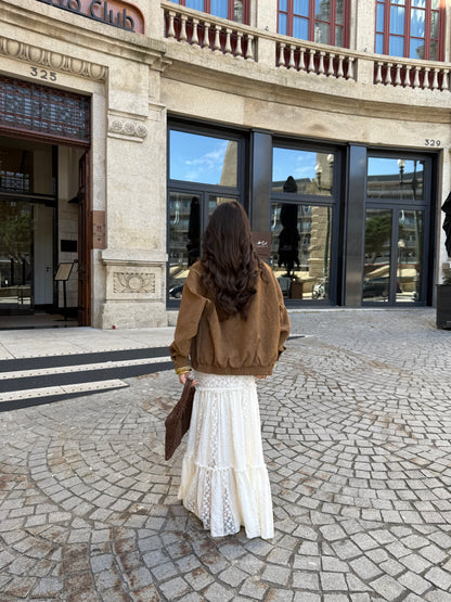 Camel Suede-Effect Jacket