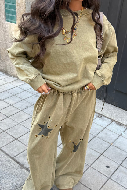 Star Studded Tracksuit in Khaki