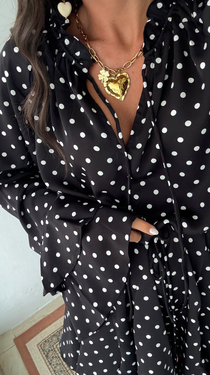 Black Polka Dot Ruffle Dress