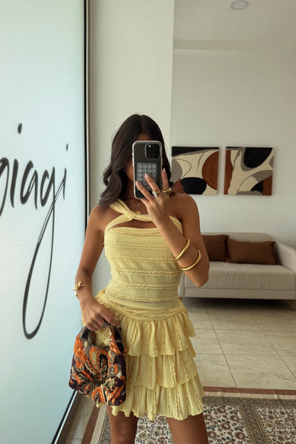 Butter Yellow Ruffle Dress