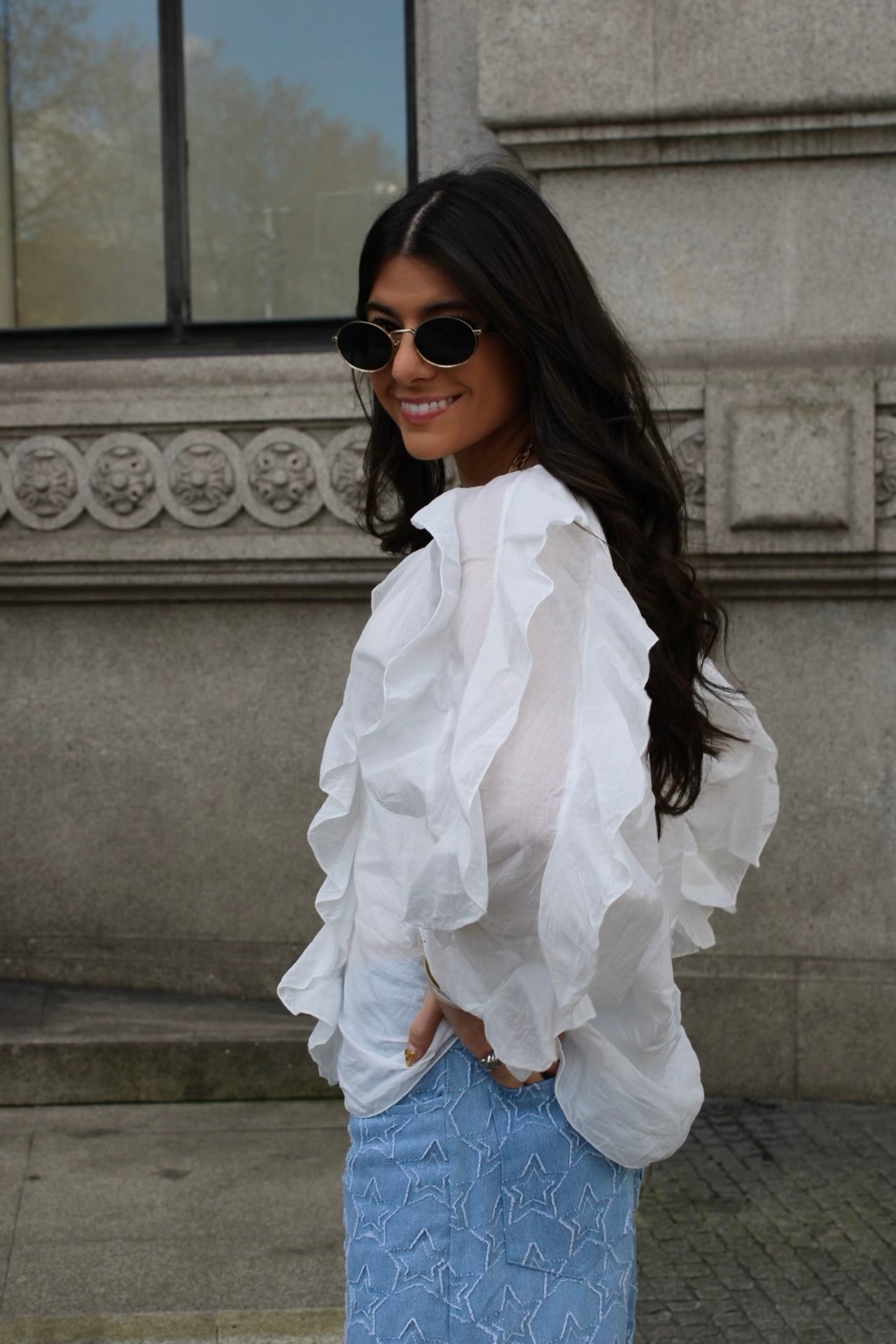 Ruffled Shirt in White