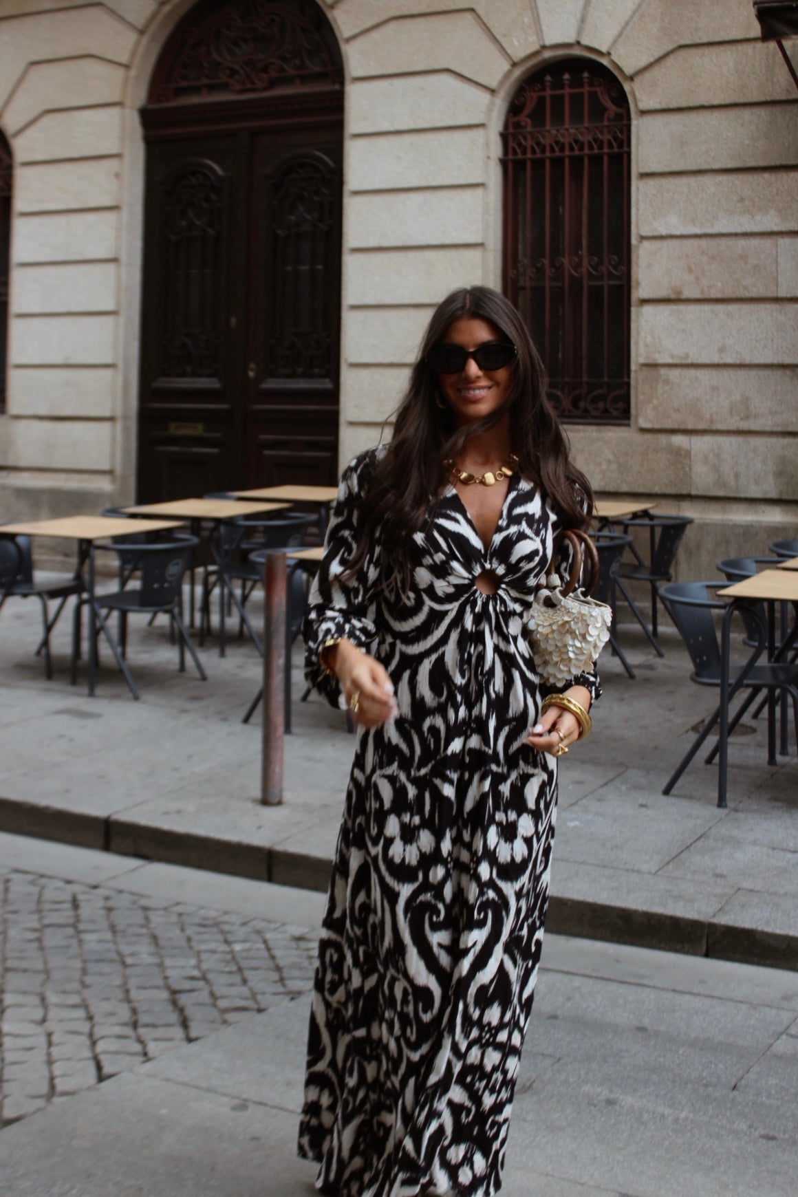 Black & White Ikat Maxi Dress