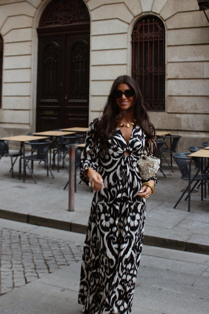 Black & White Ikat Maxi Dress