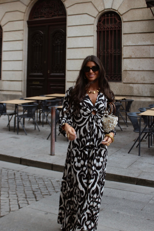 Black & White Ikat Maxi Dress