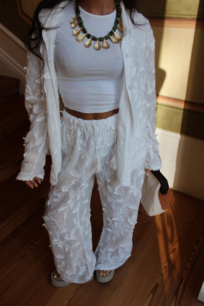 Embroidered White Set Shirt & Pants