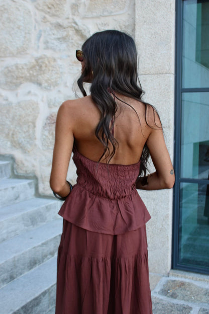 Chocolate Co-ord Set: Long Skirt & Top