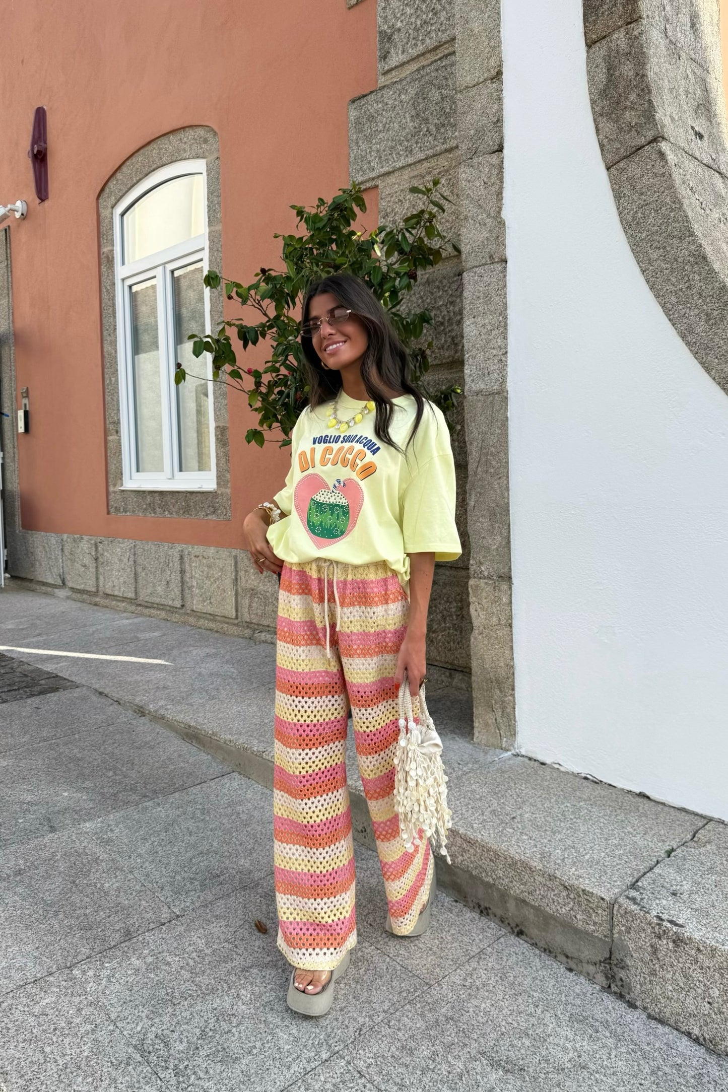 Striped Colorful Crochet Pants (Lined)