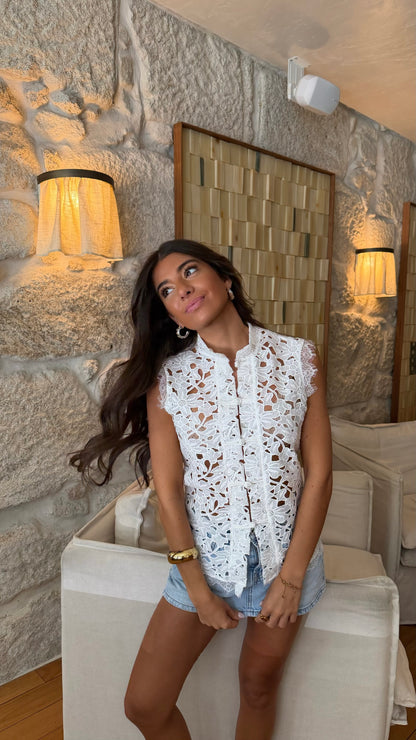 White Lace Bloom Blouse