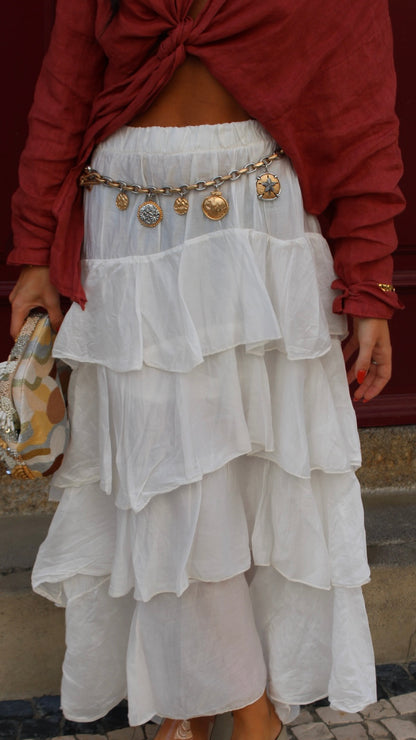 Pearl White Layered Skirt